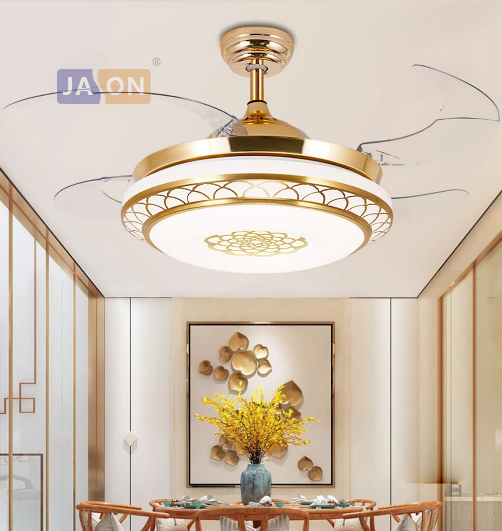 2019 Led Modern Iron Acryl Abs Remote Control Ceiling Fan Led Lamp