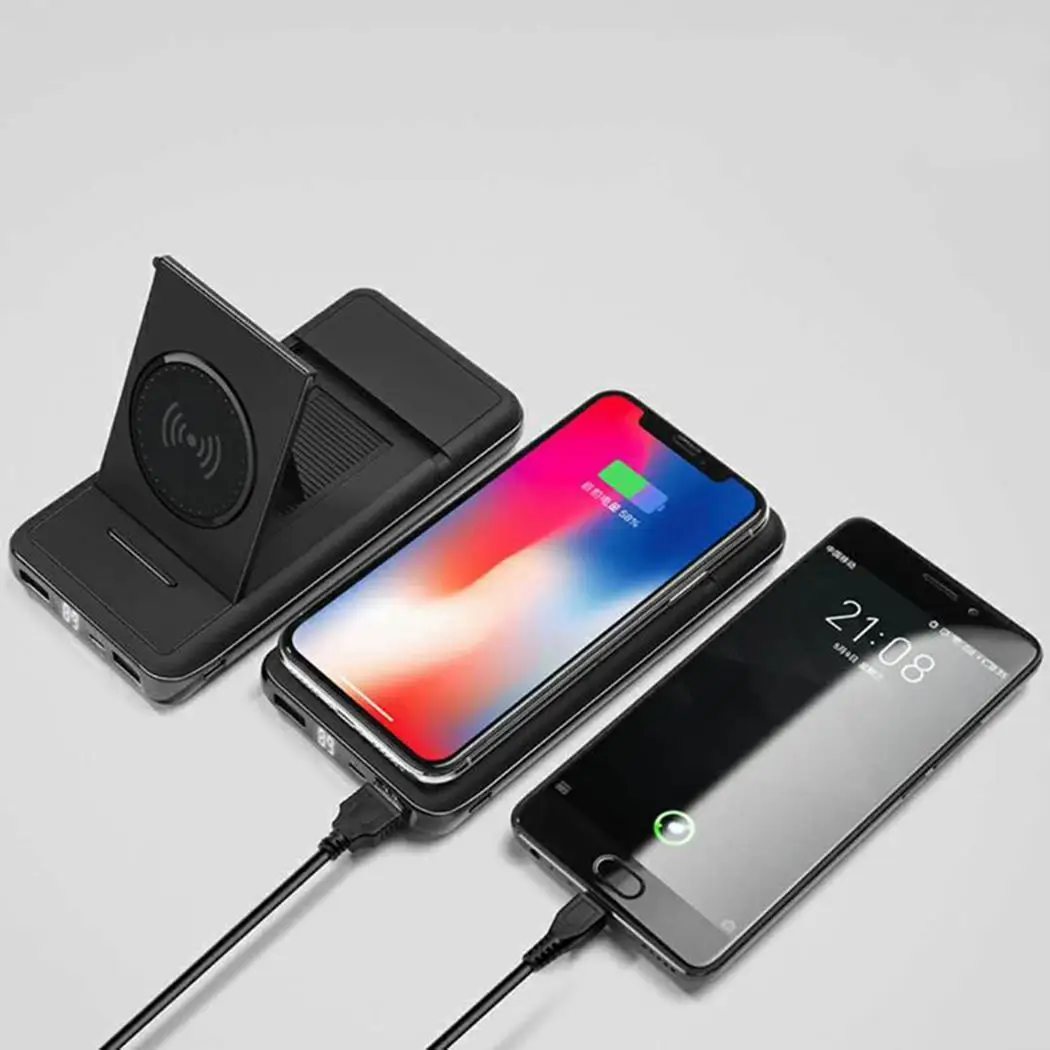 Portable Qi Wireless Charger Digital Display Dual USB Output Power Bank 20000mAh Phone External Battery With Adjustable Stand
Portable Qi Wireless Charger Digital Display Dual USB Output Power Bank 20000mAh Phone External Battery With Adjustable Stand