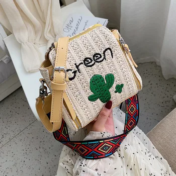 2019 new summer casual simple cactus text embroidery bucket bag color shoulder straps versatile shoulder messenger bag straw bag
2019 new summer casual simple cactus text embroidery bucket bag color shoulder straps versatile shoulder messenger bag straw bag