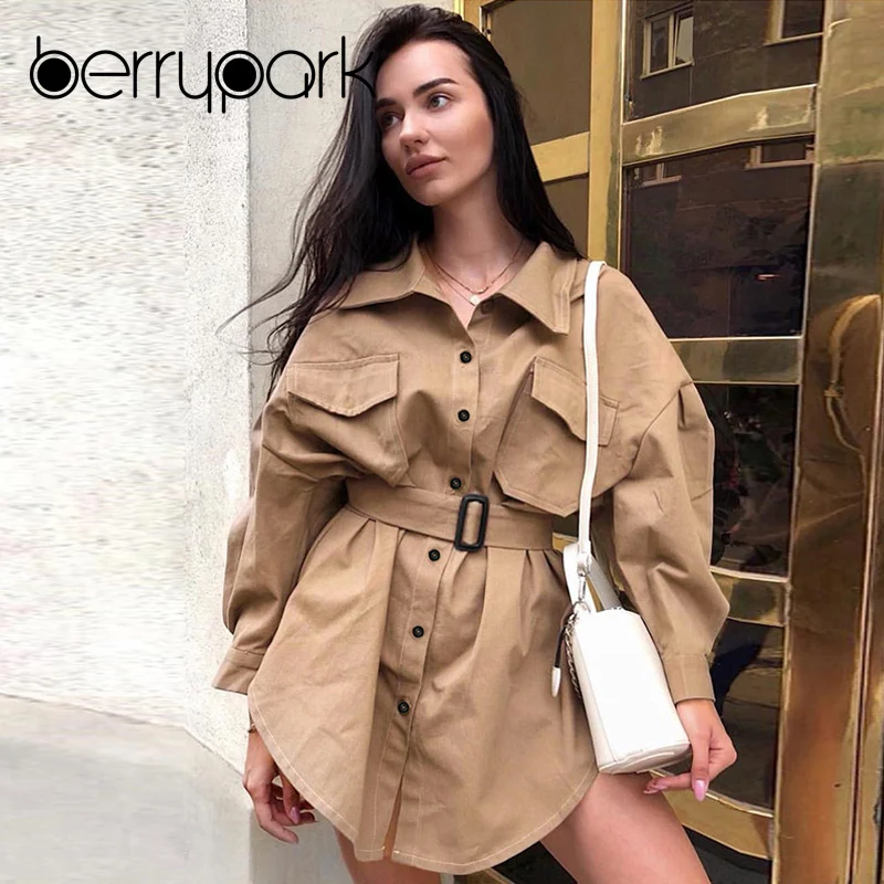 BerryPark Shirt Dress 2019 Winter Women Long Sleeve Turn Down Collar Pocket Belt NEW Fashion Office Lady Mini Dress Wholesale
BerryPark Shirt Dress 2019 Winter Women Long Sleeve Turn Down Collar Pocket Belt NEW Fashion Office Lady Mini Dress Wholesale