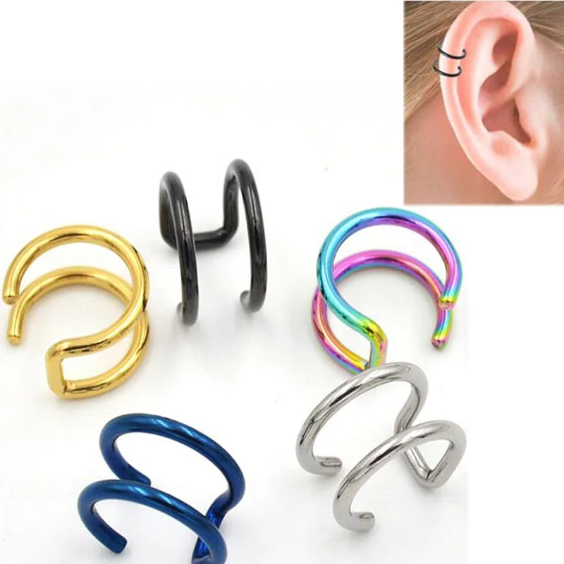 1Pc Women Stainless Steel Double Earring Simple Girls Punk Ear Cuff Clip On Earring Non Piercing Closure Clip Earrings
1Pc Women Stainless Steel Double Earring Simple Girls Punk Ear Cuff Clip On Earring Non Piercing Closure Clip Earrings