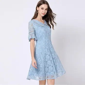Summer Fashion elegant lace dress petal sleeve peter pan collar pinched waist party dress Casual vestidos Plus Size oversized5XL
Summer Fashion elegant lace dress petal sleeve peter pan collar pinched waist party dress Casual vestidos Plus Size oversized5XL