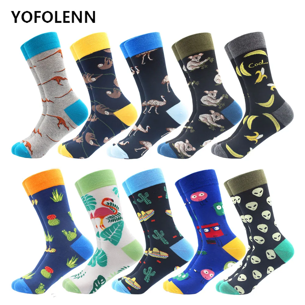 10 Pairs/Lot Fashion Men's Combed Cotton Socks Novelty Koala Alien kangaroo Pattern Cool Crew Funny Skateboard Happy Socks
10 Pairs/Lot Fashion Men's Combed Cotton Socks Novelty Koala Alien kangaroo Pattern Cool Crew Funny Skateboard Happy Socks