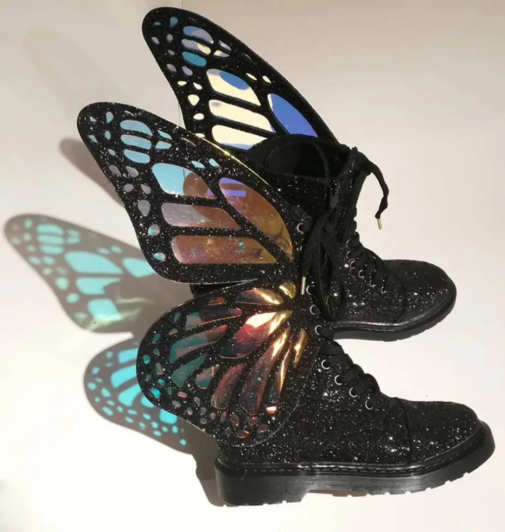 Fashion Black Sequin Women Short Boots Silver Leather Flats Booties Lace Up Ladies Butterfly Sneakers Big Size 41 Botines Boots
Fashion Black Sequin Women Short Boots Silver Leather Flats Booties Lace Up Ladies Butterfly Sneakers Big Size 41 Botines Boots