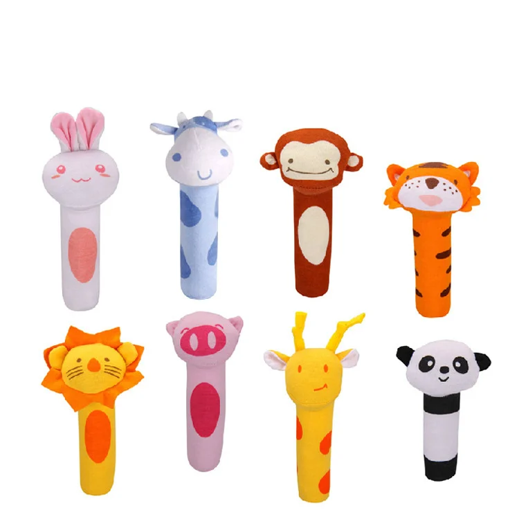 Детские игрушки погремушки с мультяшными животными плюшевый ручной Колокольчик