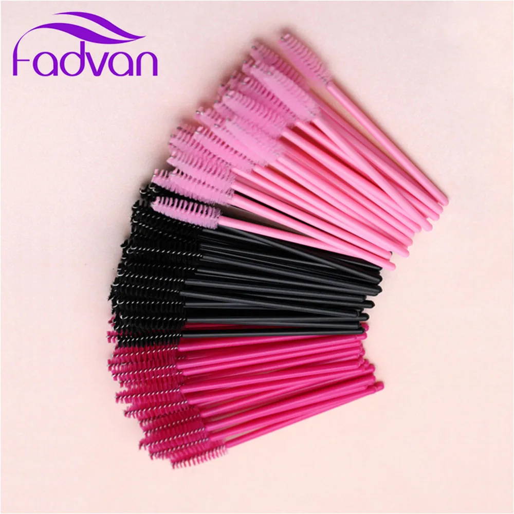 

50pcs/Pack Disposable Makeup Tool Eyelash Brush Plastic Micro Wand Eye Lash Brush Fadvan Black/Pink/ Color Eyelashes Brushes