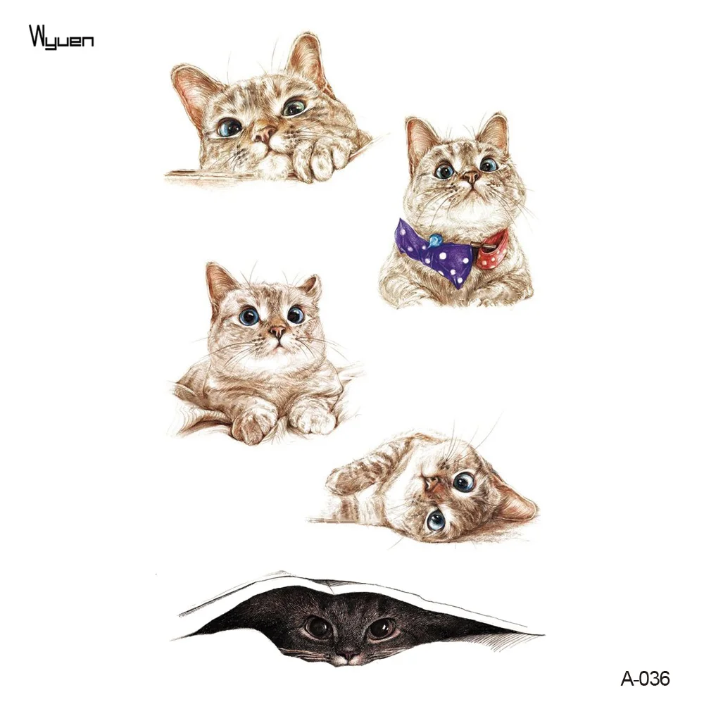 Wyuen New Design Cat Fake Tattoo for Children Waterproof Temporary Arm Tatoo Stickers Kid Body Art Lovely Animal Tattoos A-036
Wyuen New Design Cat Fake Tattoo for Children Waterproof Temporary Arm Tatoo Stickers Kid Body Art Lovely Animal Tattoos A-036