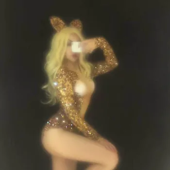 Women Sexy Leopard Jazz Dance Costumes Bodysuit Sparkling Rhinestones Jumpsuit Nightclub DJ DS Singer Stage Wear
Women Sexy Leopard Jazz Dance Costumes Bodysuit Sparkling Rhinestones Jumpsuit Nightclub DJ DS Singer Stage Wear