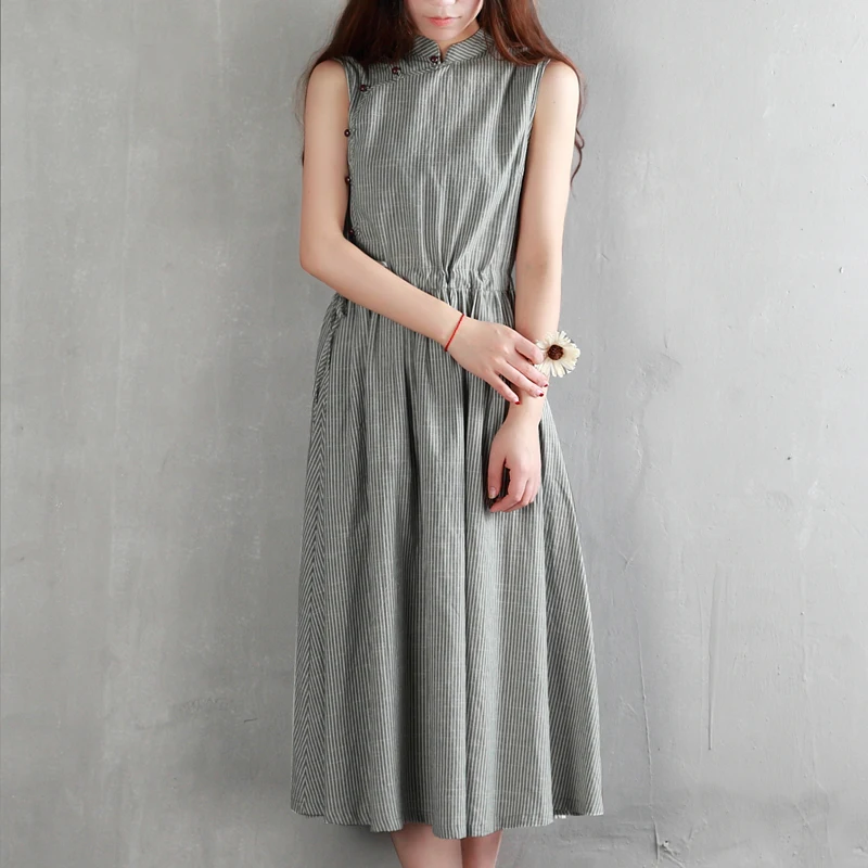 Summer Dress Striped Print Cotton Linen Women Dress Casual Loose Vintage Dress High Waist Gray Blue Beige Dress Size S-L
Summer Dress Striped Print Cotton Linen Women Dress Casual Loose Vintage Dress High Waist Gray Blue Beige Dress Size S-L