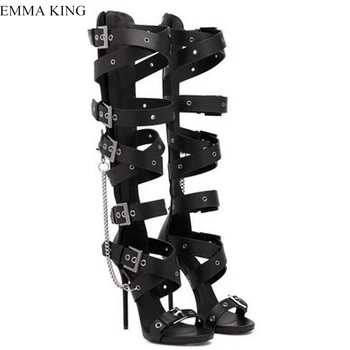 EMMA KING 2018 New Buckle Strap Shoes Women sandals Peep Toe High Heels Sandal Boots chains Knee High Booties Zapatos de Mujer
EMMA KING 2018 New Buckle Strap Shoes Women sandals Peep Toe High Heels Sandal Boots chains Knee High Booties Zapatos de Mujer
