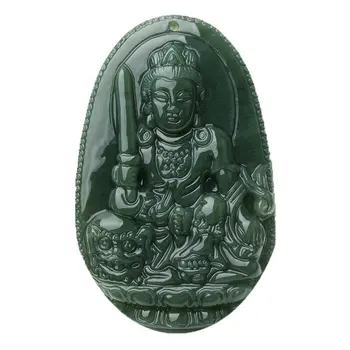 Koraba Fine Jewelry 100% Pure Natural Jade Hand Carving Ride A Lion Manjusri Bodhisattva Necklace Pendant Free Shipping
Koraba Fine Jewelry 100% Pure Natural Jade Hand Carving Ride A Lion Manjusri Bodhisattva Necklace Pendant Free Shipping