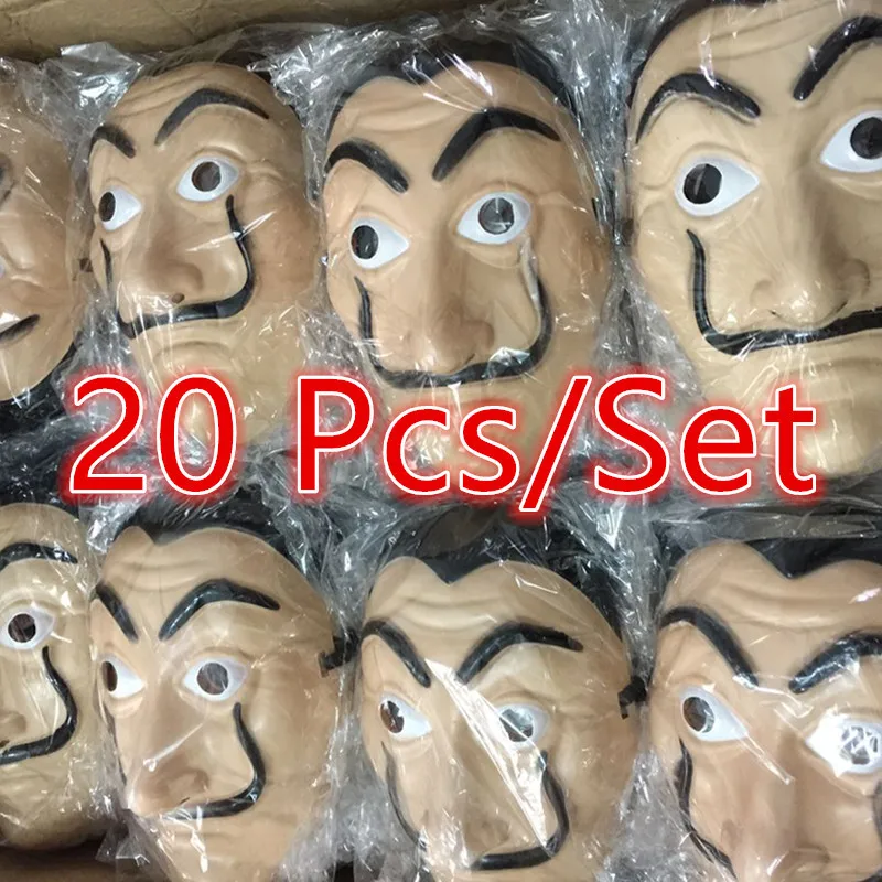 20 Pcs Movie La Casa De Papel Masks Salvador Dali Cosplay Mask Money The House of Paper Face Halloween Party Mask
20 Pcs Movie La Casa De Papel Masks Salvador Dali Cosplay Mask Money The House of Paper Face Halloween Party Mask
