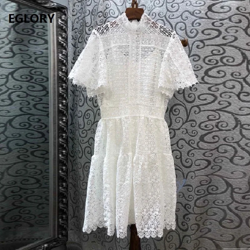 Hollow Out Lace Dress 2019 Summer Fashion Party Events Women Stand Neck Allover Lace Crochet Dress White Black Vestidos De Festa
Hollow Out Lace Dress 2019 Summer Fashion Party Events Women Stand Neck Allover Lace Crochet Dress White Black Vestidos De Festa