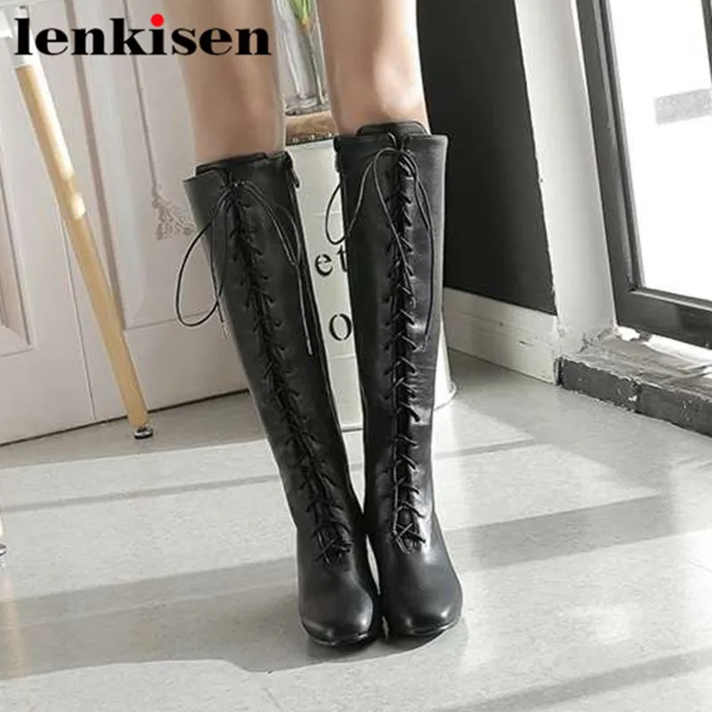 Lenkisen sexy girls plus size high thick heels square toe pu retro design european station young women pop knee-high boots Laf9
Lenkisen sexy girls plus size high thick heels square toe pu retro design european station young women pop knee-high boots Laf9