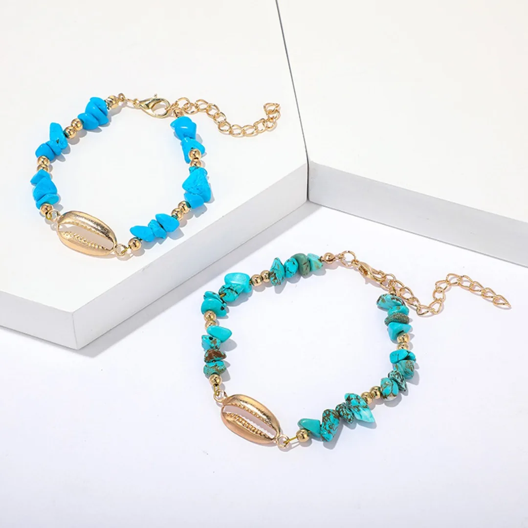 2pcs/set Cowrie Shell Charm Bracelet Anklet for Women Natural Green Blue Stone Shell Gold Chain On Leg Beach Foot Jewelry 2019
2pcs/set Cowrie Shell Charm Bracelet Anklet for Women Natural Green Blue Stone Shell Gold Chain On Leg Beach Foot Jewelry 2019