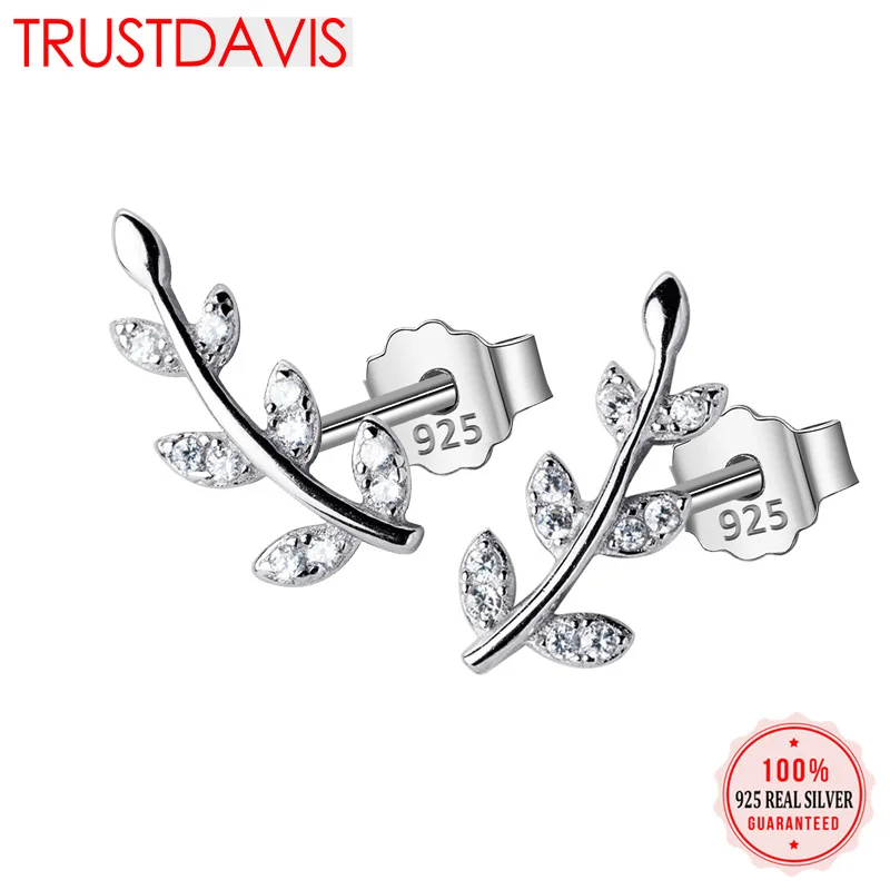 Trusta 100% 925 Sterling Silver Fashion Tiny Leaf With CZ 14mmX6mm Stud Earrings Gift For School Girls Daughter's Gift DS725
Trusta 100% 925 Sterling Silver Fashion Tiny Leaf With CZ 14mmX6mm Stud Earrings Gift For School Girls Daughter's Gift DS725
