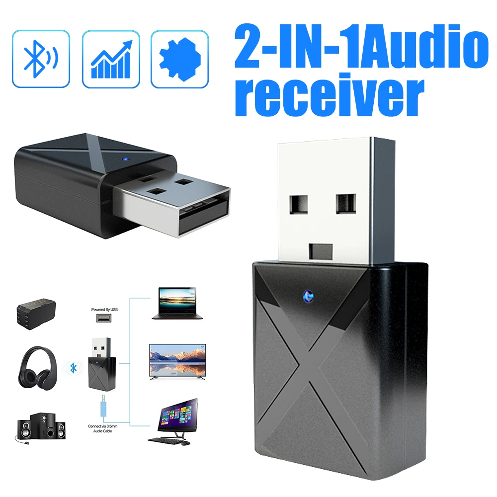Bluetooth 5.0 Audio Bluetooth Receiver Transmitter Mini 3.5mm AUX Stereo Bluetooth Transmitter TV PC Wireless Adapter for Car
Bluetooth 5.0 Audio Bluetooth Receiver Transmitter Mini 3.5mm AUX Stereo Bluetooth Transmitter TV PC Wireless Adapter for Car