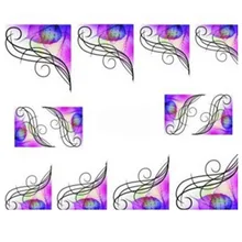 패션 물 전송 1 시트 네일 아트 스티커 데칼 뮤지컬 노트 나뭇잎 디자인 하프 랩 프랑스 매니큐어 포일 스탬프 도구(China)