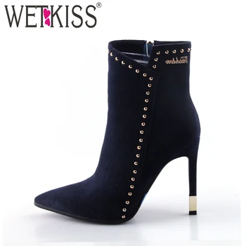WETKISS Flock Women Ankle Boots Pointed Toe Zip Rivet Footwear Thin High Heels Boots Fashion Party Lady Shoes Big Size 36-41
WETKISS Flock Women Ankle Boots Pointed Toe Zip Rivet Footwear Thin High Heels Boots Fashion Party Lady Shoes Big Size 36-41