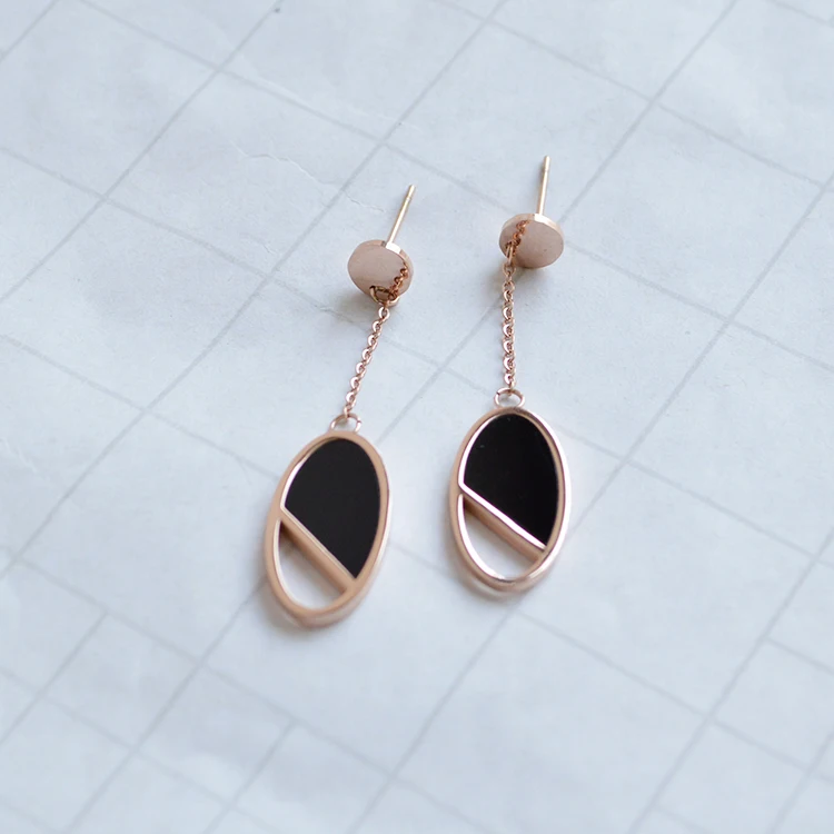 YUN RUO Rose Gold Color Elegant Black Oval Stud Earrings for Woman Birthday Gift 316L Stainless Steel Jewelry Prevent Allergy
YUN RUO Rose Gold Color Elegant Black Oval Stud Earrings for Woman Birthday Gift 316L Stainless Steel Jewelry Prevent Allergy
