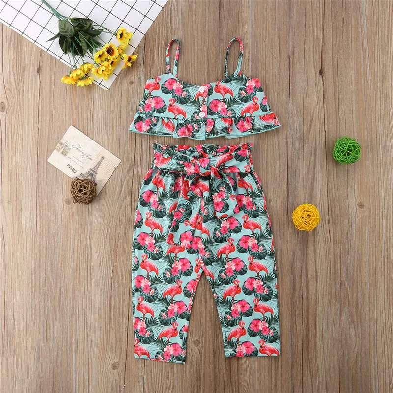 Sleeveless Crop Tops Flamingo Pants Floral Girls Clothing Outfits 2PCs Newborn Infant Baby Kids Children Girl Clothes Set
Sleeveless Crop Tops Flamingo Pants Floral Girls Clothing Outfits 2PCs Newborn Infant Baby Kids Children Girl Clothes Set