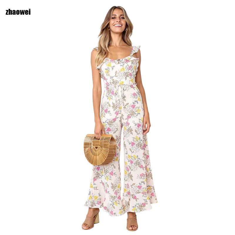 Explosion2019 Halter Sleeveless Sling Jumpsuit Ruffled Bandage Wide Leg Pants Spring and Summer Women's New
Explosion2019 Halter Sleeveless Sling Jumpsuit Ruffled Bandage Wide Leg Pants Spring and Summer Women's New