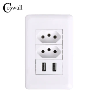Coswall Wall Power Brazil Socket 15A Brasil Standard Double Soquete 5V 2100mA Dual USB Charger Port 115mm*75mm AC 110~250V
Coswall Wall Power Brazil Socket 15A Brasil Standard Double Soquete 5V 2100mA Dual USB Charger Port 115mm*75mm AC 110~250V
