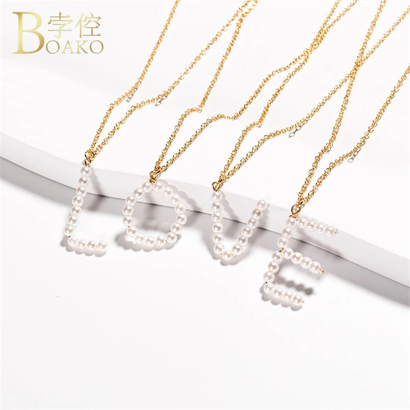 BOAKO Pearl Necklace Women Wedding Initial Letter Necklace Long Gold Chain Pendant Necklace Party Girl Mother Gift Jewelry Z5
BOAKO Pearl Necklace Women Wedding Initial Letter Necklace Long Gold Chain Pendant Necklace Party Girl Mother Gift Jewelry Z5