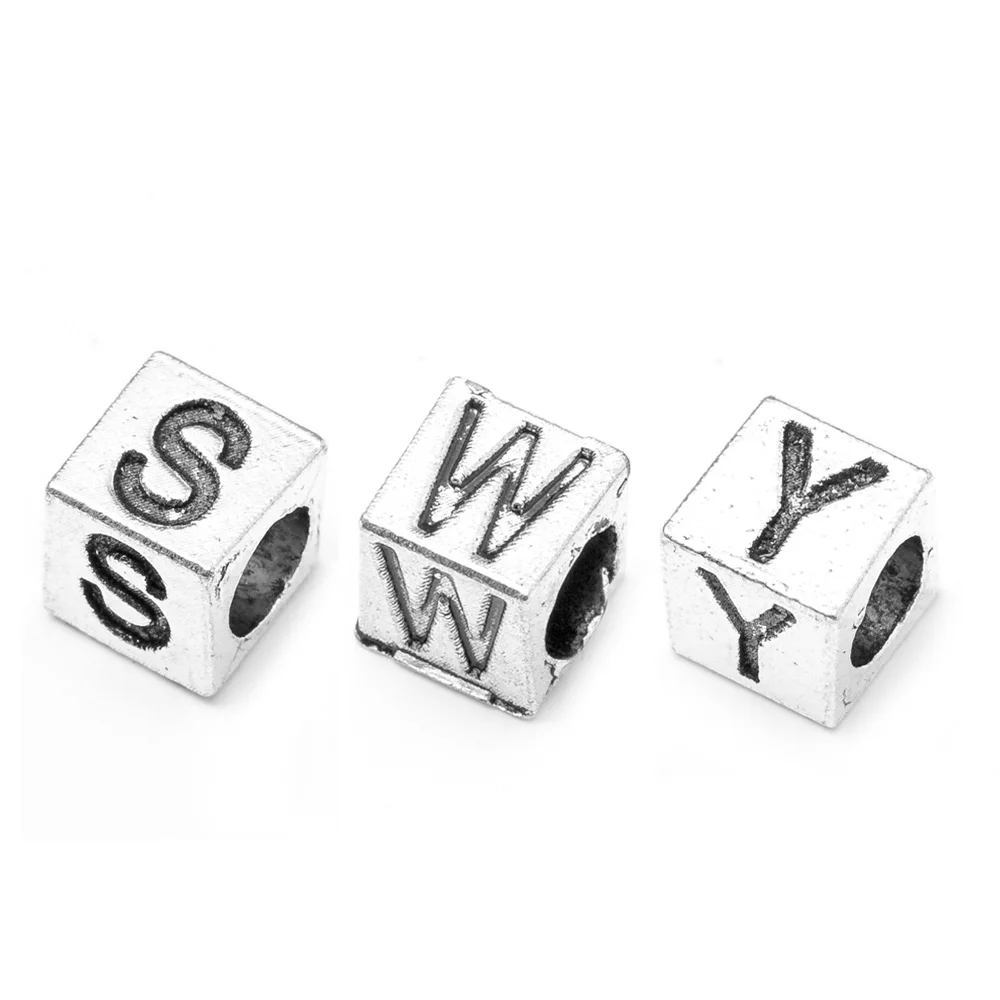 

10pcs Vintage Bronze Antique Silver Letter Beads Jewelry Making Findings Initial Alphabet Beads Bracelet Pendant Charm Diy Beads