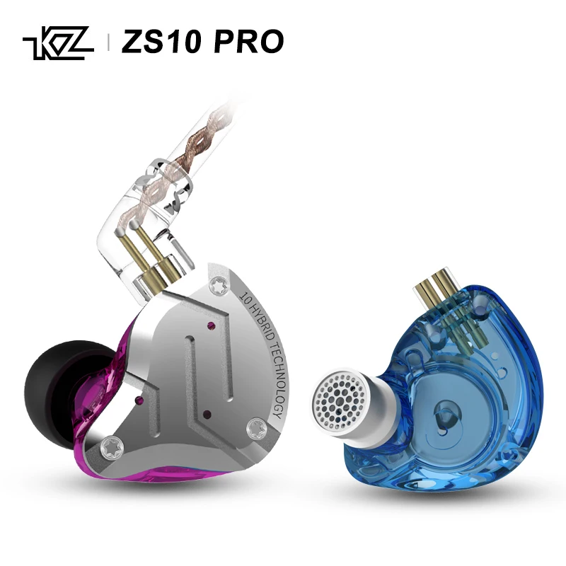 Гибридные наушники KZ ZS10 PRO 10 шт. (4 BA + 1 DD) Hi-Fi аудио наушники-вкладыши с 2-контактным
