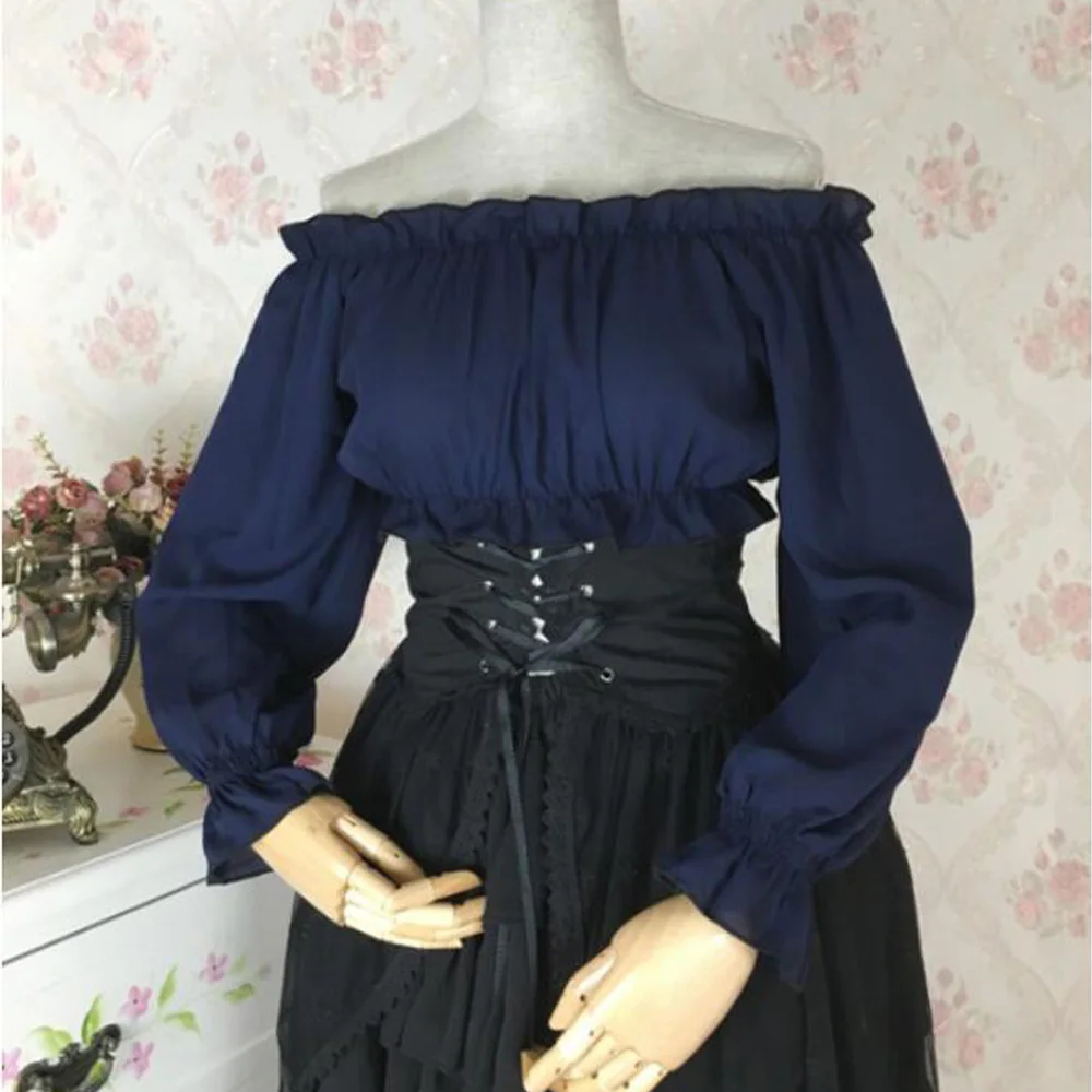 New Spring Women Ruffled Shirt Short Design Vintage Victorian Blouse Long Sleeve Ladies Tops Slash Neck Lolita Gothic Blouse
New Spring Women Ruffled Shirt Short Design Vintage Victorian Blouse Long Sleeve Ladies Tops Slash Neck Lolita Gothic Blouse