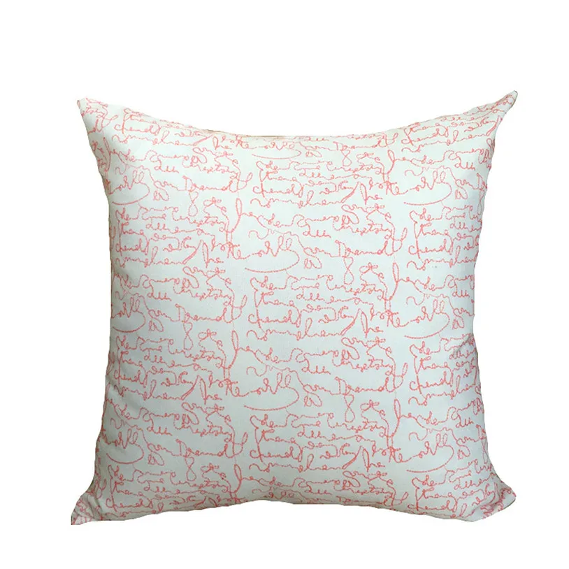 RUBIHOME Square Cotton Canvas Cushion Cover w/ Flower Print 19-inch White