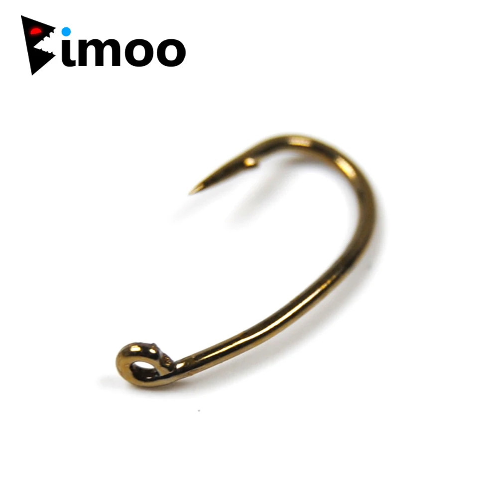 

Bimoo Premium 25pcs Egg Caddis Offset Fly Tying Hook 2X Strong Sharp Nymph Hooks Fly Fishing Hook Size #10 12 14 16 18 Bronzed
