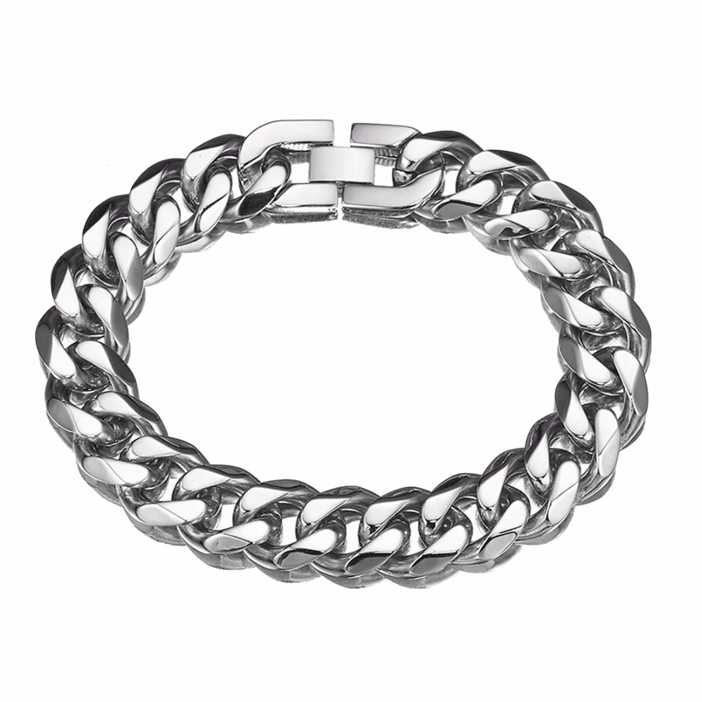 13/15mm Stainless Steel Gold Curb Cuban Link Chain Thick Bracelets Trendsetter Jewelry Rapper Men Women Accessories Bangle
13/15mm Stainless Steel Gold Curb Cuban Link Chain Thick Bracelets Trendsetter Jewelry Rapper Men Women Accessories Bangle