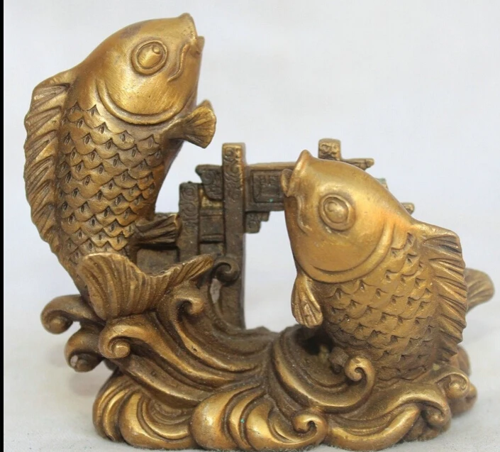 zhaomeirui75++China Chinese Fengshui Brass Foo Fu Two Fish barracuda Pass Dragon Door Statue
zhaomeirui75++China Chinese Fengshui Brass Foo Fu Two Fish barracuda Pass Dragon Door Statue