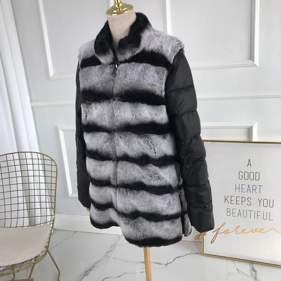 women winter real rex Rabbit Fur coat hot sale Vest Waistcoat with zipper with down sleeves standing collar Chinchilla
women winter real rex Rabbit Fur coat hot sale Vest Waistcoat with zipper with down sleeves standing collar Chinchilla