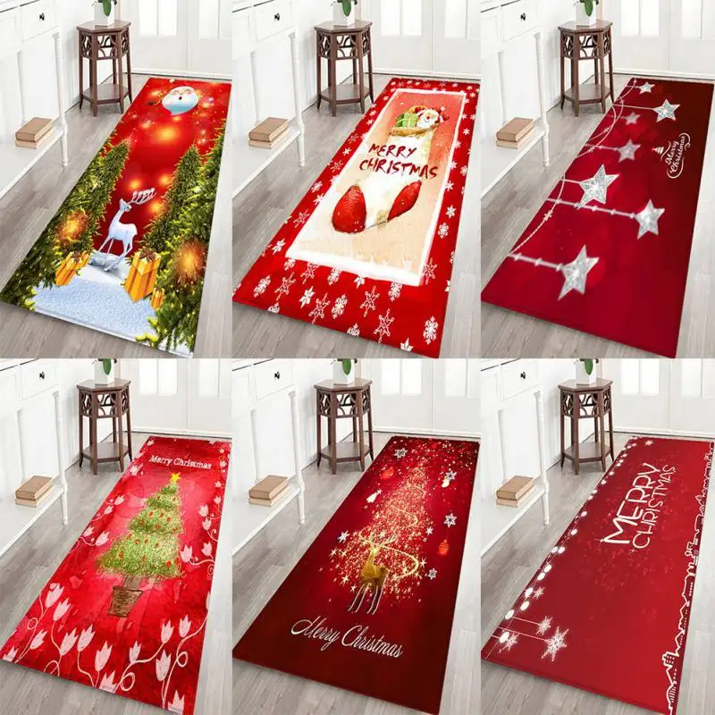 

Christmas Soft Flannel Rug Xmas Pattern Area Mat Anti-Slip Rubber Backing Small Carpet for Bathroom Kitchen Christmas Decoration