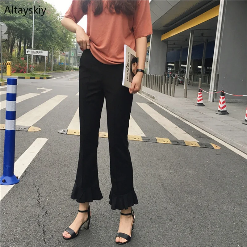 Pants Women Thin Solid Simple All-match Korean Style Leisure Daily High Waist Flare Pant Womens High Quality Trousers Chic New
Pants Women Thin Solid Simple All-match Korean Style Leisure Daily High Waist Flare Pant Womens High Quality Trousers Chic New
