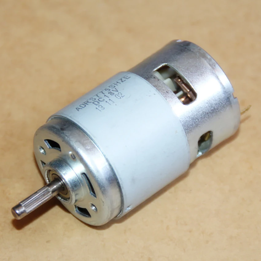 DC 12-18V High Torque 775 Motor for Electric Drill Ball Bearing with Cooling Fan, 5 sets of Winding, 3500-4900rpm Shaft Dia 5mm
DC 12-18V High Torque 775 Motor for Electric Drill Ball Bearing with Cooling Fan, 5 sets of Winding, 3500-4900rpm Shaft Dia 5mm