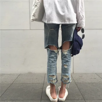 2018 new spring and summer Korea ulzzang Harajuku wind before and after drawing straight hole denim pants pants loophole jeans
2018 new spring and summer Korea ulzzang Harajuku wind before and after drawing straight hole denim pants pants loophole jeans