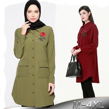 Caftan 2019 kaftan abaya 두바이 터키 아랍어 이슬람 이슬람 긴 소매 탑 셔츠 사우디 아라베 패션 롱 탑 이슬람 의류(China)