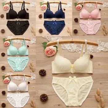 Women Lace Padded Push Up No Steel Ring 3/4 Cup Small Chest Gathered Back Closure Adjustment Bow Adjusted-straps Bra Briefs Set
Women Lace Padded Push Up No Steel Ring 3/4 Cup Small Chest Gathered Back Closure Adjustment Bow Adjusted-straps Bra Briefs Set