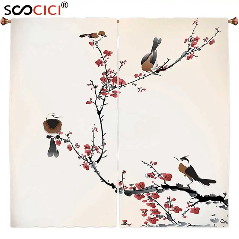 Window Curtains Treatments 2 Panels,House Decor Stylized Blooming Japanese Cherry Tree Watercolor Painting Effect Artistic
Window Curtains Treatments 2 Panels,House Decor Stylized Blooming Japanese Cherry Tree Watercolor Painting Effect Artistic