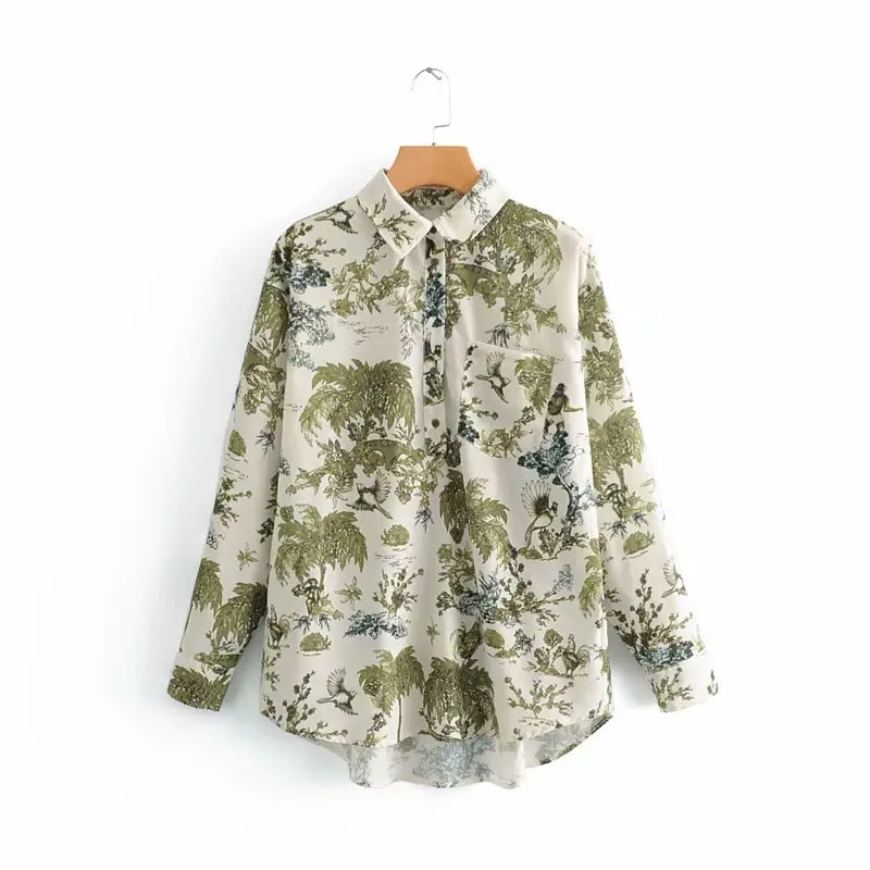 women fashion tropical forests pattern print casual loose smock blouse shirt women oversized chic blusas femininas tops LS2763
women fashion tropical forests pattern print casual loose smock blouse shirt women oversized chic blusas femininas tops LS2763