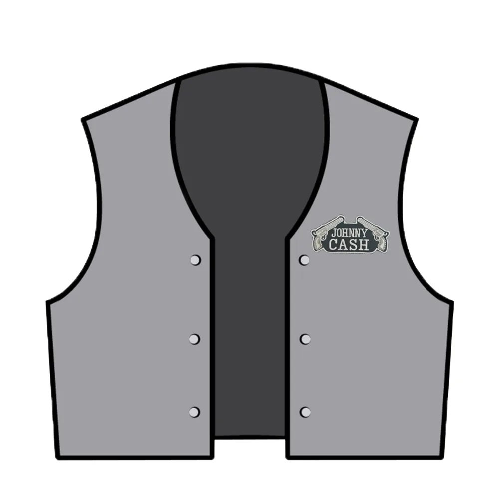 T170526 (4)Custom Design Logo Name JOHNNY CASH DOUBLE GUNS PATCH Iron On T-shit Cap Bag DIY Embroidery Badge
