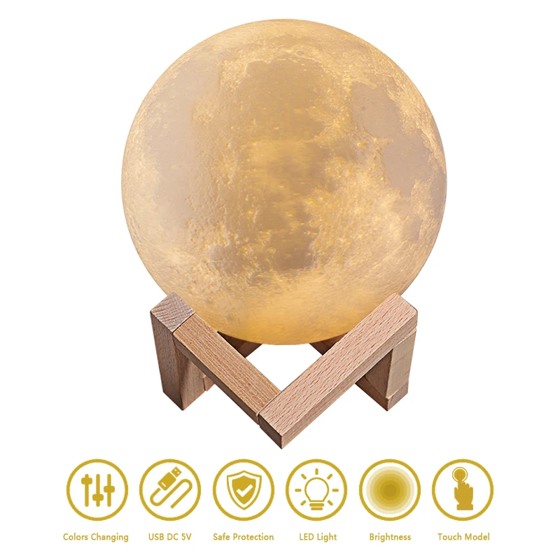 12CM Rechargeable LED Night Light Moon Lamp 3D Print Moonlight Luna Bedroom Home Decor 3 Color Change Touch Switch Creative Gift
12CM Rechargeable LED Night Light Moon Lamp 3D Print Moonlight Luna Bedroom Home Decor 3 Color Change Touch Switch Creative Gift