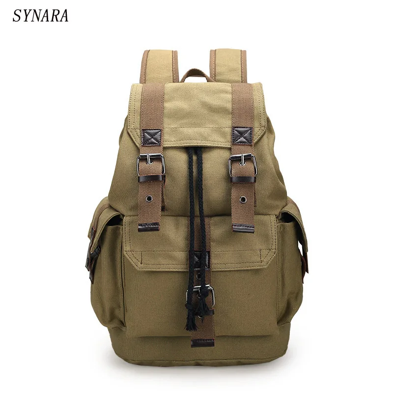 Image New 2016 fashion men s backpack vintage canvas backpack school bag men s travel bags large capacity travel backpack camping bag