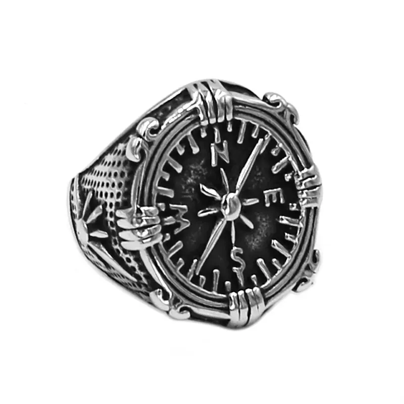 Compass Sailing Ring 316L Stainless Steel Jewelry Fashion Rudder Compass Motor Biker Ring Men Women Ring Wholesale 786B
Compass Sailing Ring 316L Stainless Steel Jewelry Fashion Rudder Compass Motor Biker Ring Men Women Ring Wholesale 786B