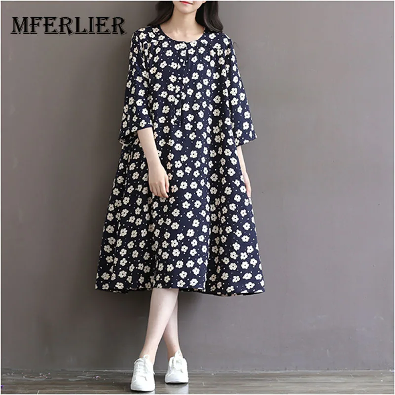 Women Dress Loose Floral Print Three Quarter Sleeve Expansion Bottom Autumn Dress Size S-2XL
Women Dress Loose Floral Print Three Quarter Sleeve Expansion Bottom Autumn Dress Size S-2XL