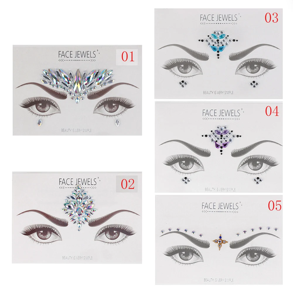 

1PC Temporary Face Jewels Crystal Eyes Tattoos Transfer Eyeshadow Eyeliner Face Stickers Body Eye Accessories Summer 10 Styles